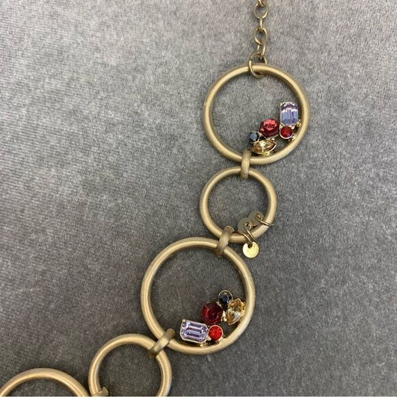 GOLDTONE Circle gem jewel embellished necklace - Picture 10 of 11